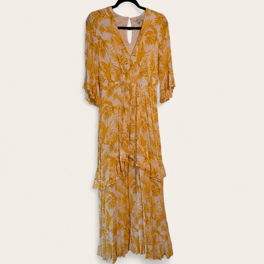 Tropical Yellow Floral Maxi Dress